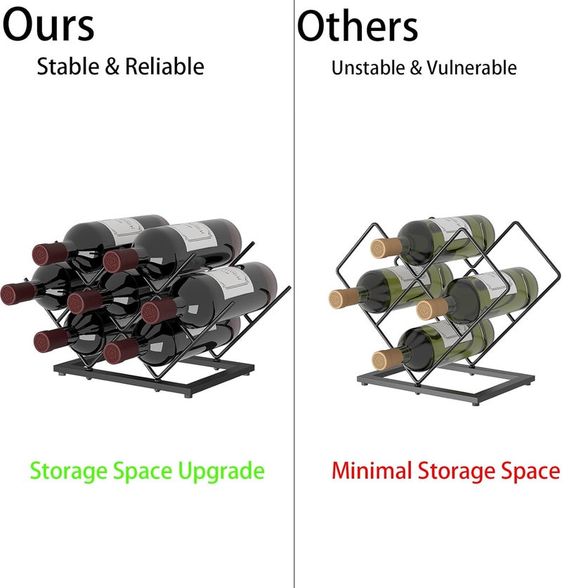 KOKSTOP Wine Rack Countertop, Black Metal Wine Bottle Organizer for Home Bar, Kitchen, Cabinet, Pantry, Tabletop Wine Racks for Cup and Water Bottle –7 Bottles Wine Storage Capacity. - Image 5